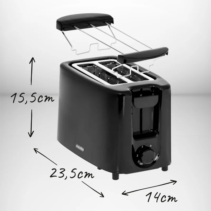 Mesko toaster, 2 slice toaster, 900W, black, MS 3220