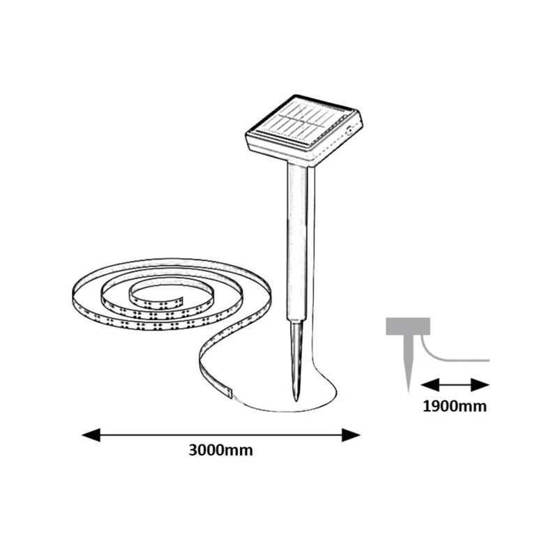 Rabalux solar lamp, outdoor strip, LED, IP44, 300 cm long. Model: Ansoo.