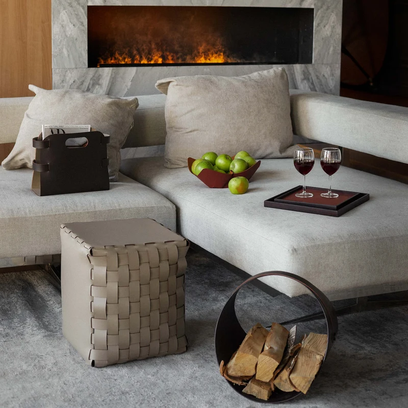 Leather POUF by Ekaterina Borovkova for ADJ STYLE