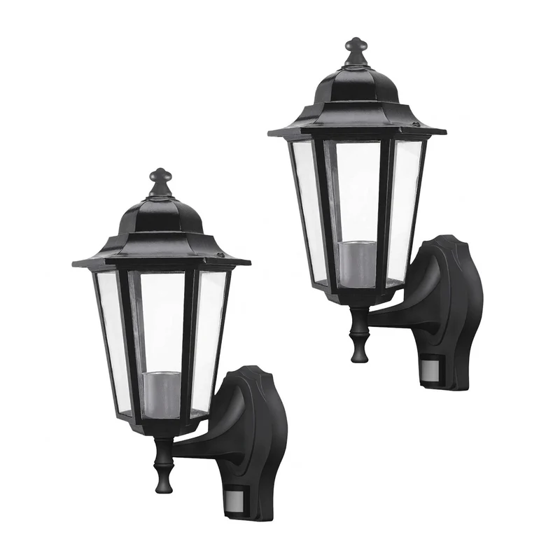 Rabalux Wall Sconce, Outdoor, Motion Sensor, IP43, E27, max 60W, Black, Velence, 2 pieces