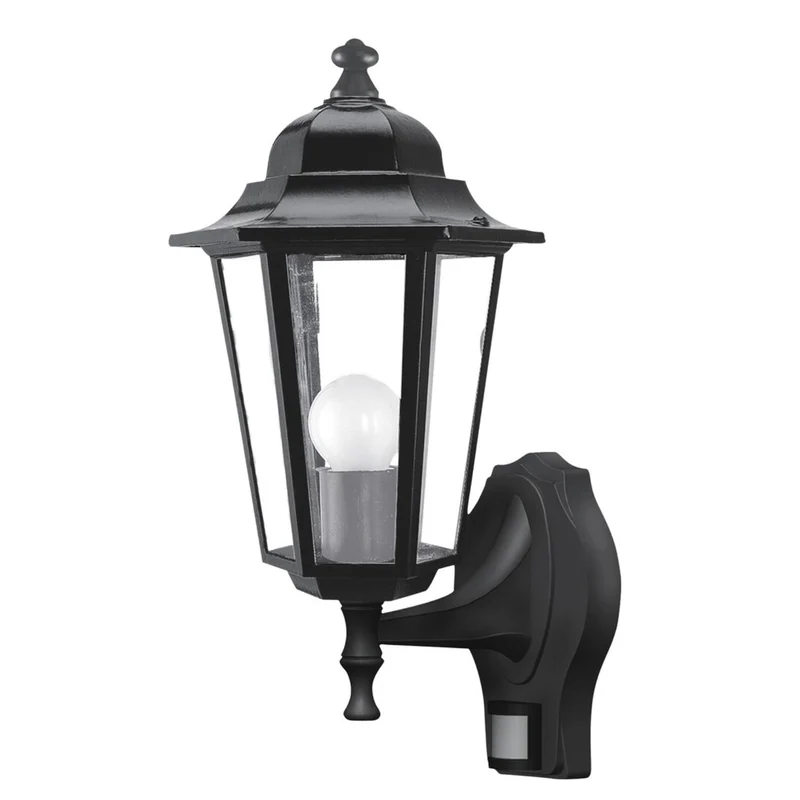 Rabalux Wall Sconce, Outdoor, Motion Sensor, IP43, E27, max 60W, Black, Velence, 2 pieces