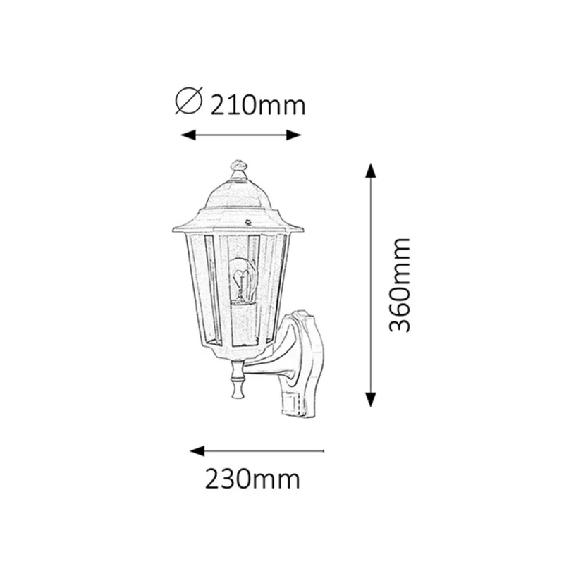 Rabalux Wall Sconce, Outdoor, Motion Sensor, IP43, E27, max 60W, Black, Velence, 2 pieces