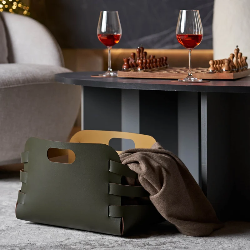Leather Basket RIGA by Ekaterina Borovkova for ADJ STYLE