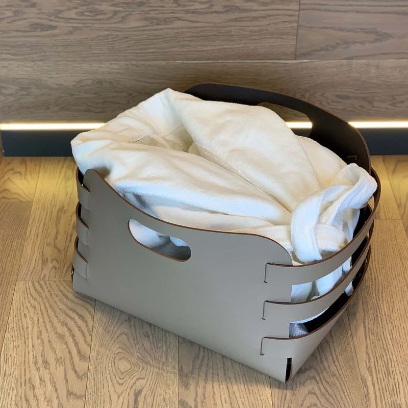 Leather Basket RIGA by Ekaterina Borovkova for ADJ STYLE