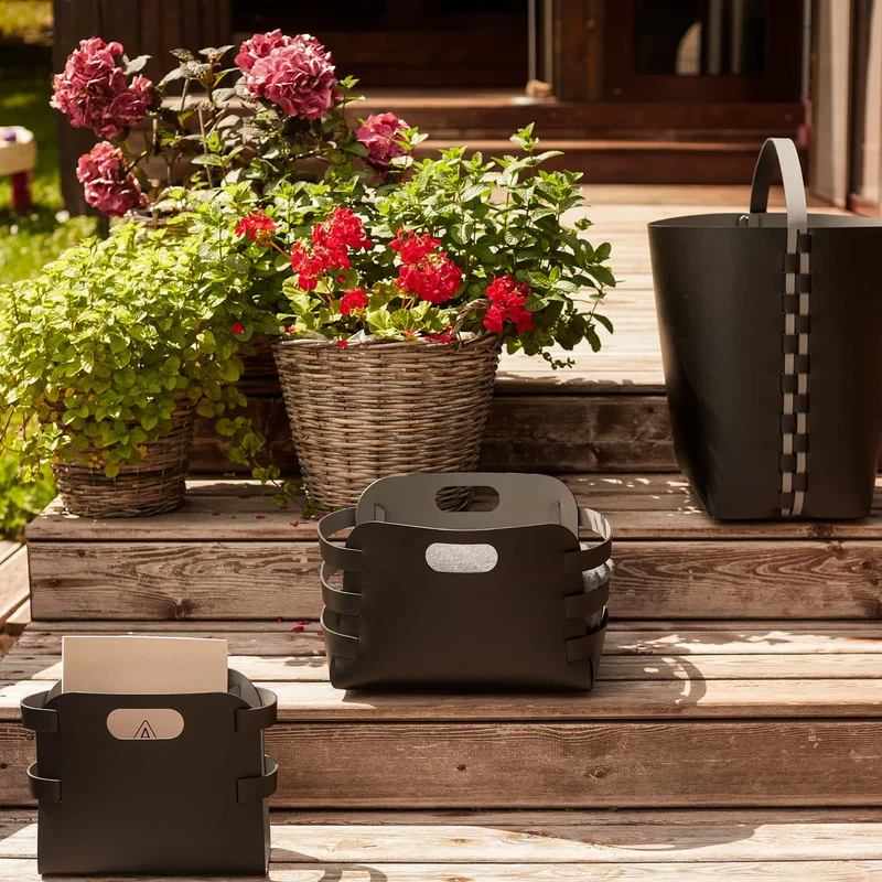 Leather Basket RIGA by Ekaterina Borovkova for ADJ STYLE