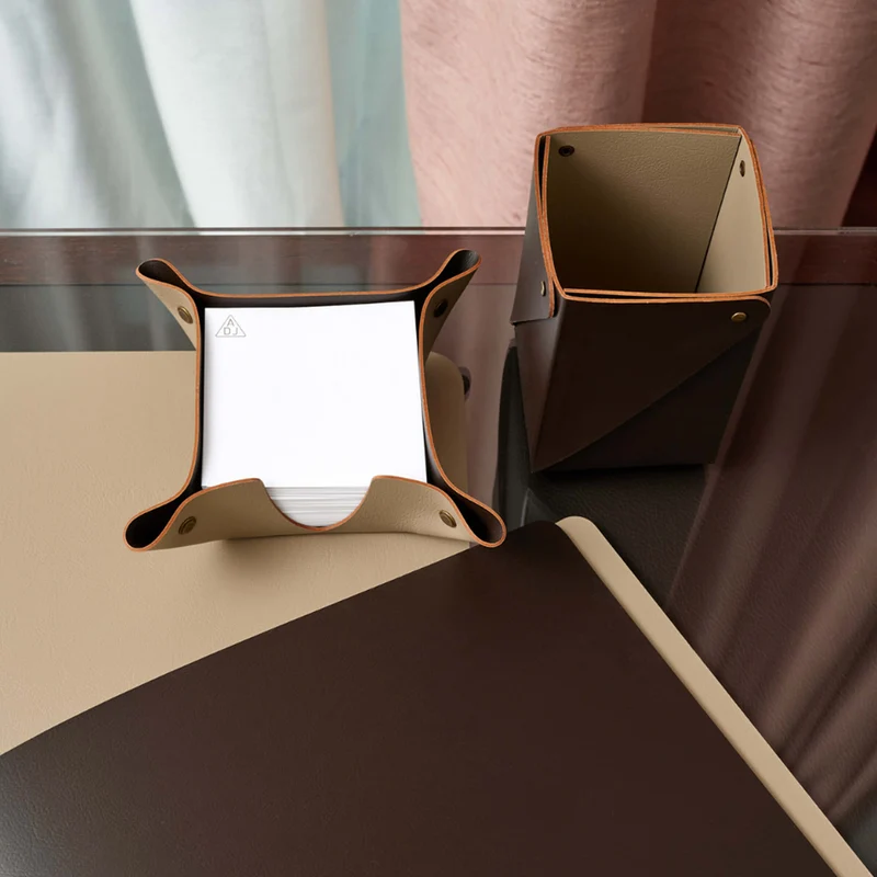 Leather Desk Set – Paper Tray & Pen Holder by Ekaterina Borovkova for ADJ STYLE