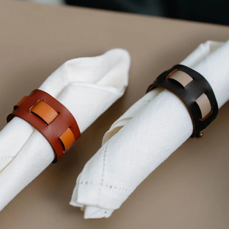 Leather Octagonal PLACEMAT & Napkin Rings BOTTEGA by Ekaterina Borovkova for ADJ STYLE