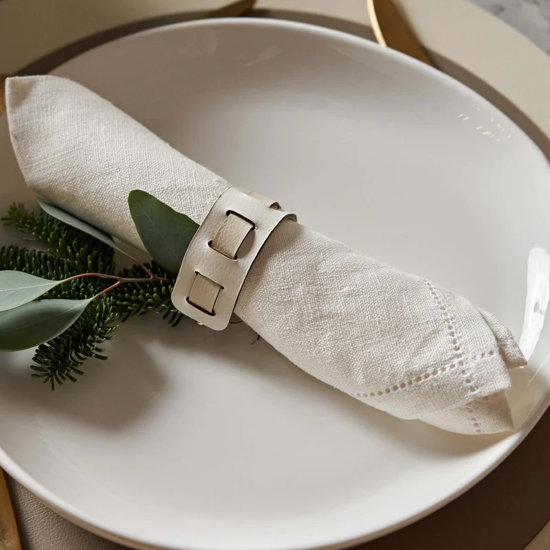 Leather Octagonal PLACEMAT & Napkin Rings BOTTEGA by Ekaterina Borovkova for ADJ STYLE