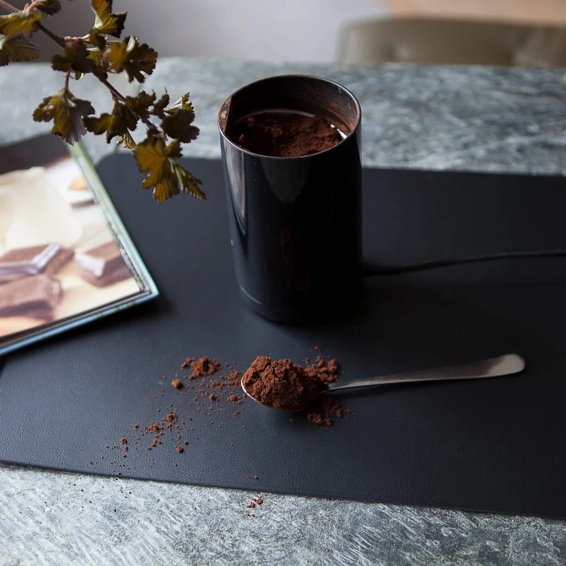 Leather Rectangular PLACEMAT & Napkin Rings BOTTEGA by Ekaterina Borovkova for ADJ STYLE