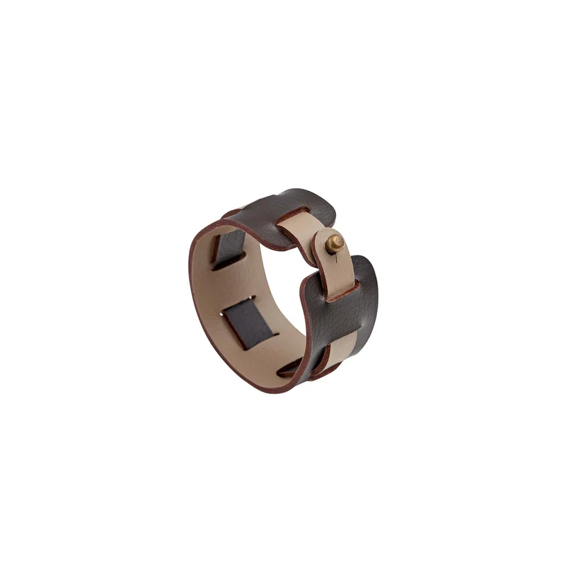 Leather Rectangular PLACEMAT & Napkin Rings BOTTEGA by Ekaterina Borovkova for ADJ STYLE