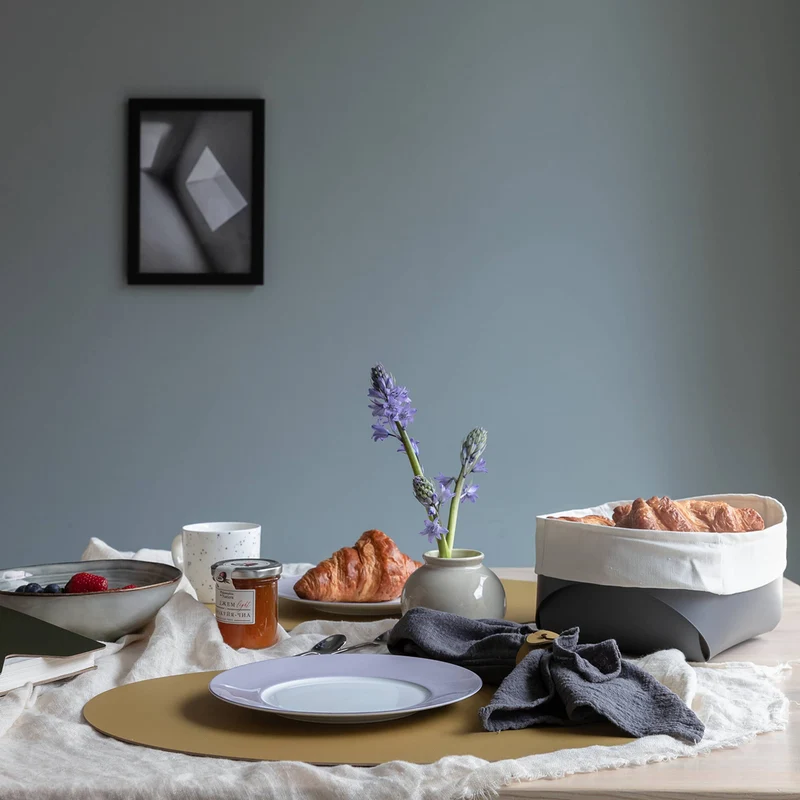 Leather Bread Basket with Cotton Bag Set of 2 by Ekaterina Borovkova for ADJ STYLE
