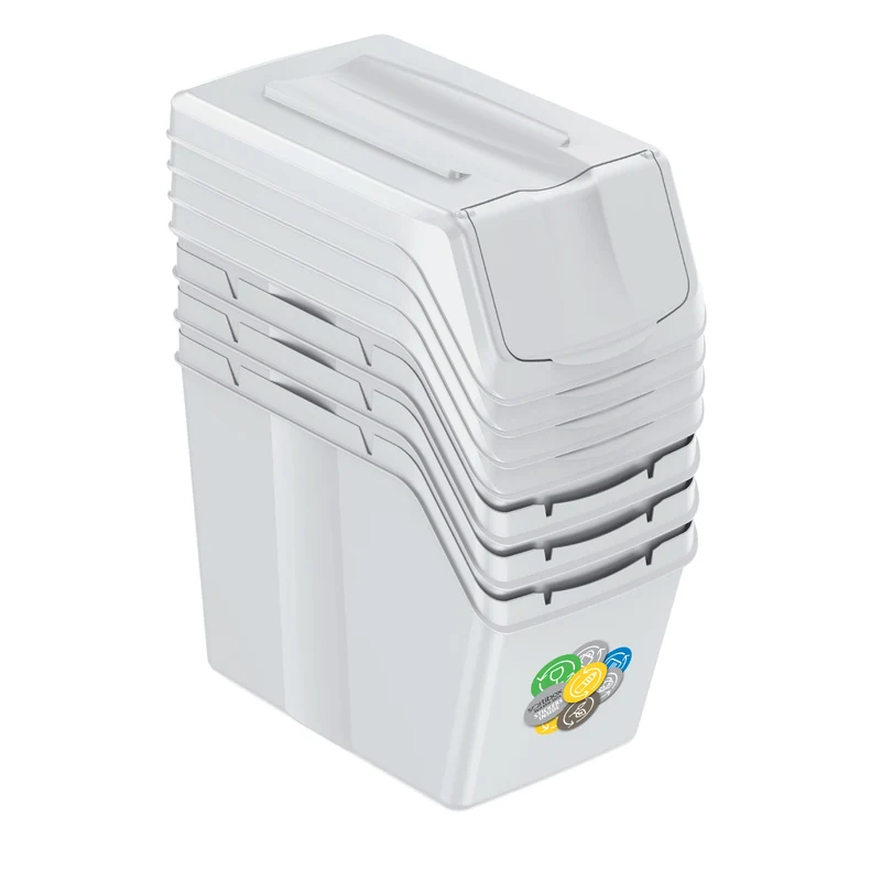 Sortibox 4x20L Recycling Rubbish Bin Garbage Can Set for Segragating Waste Ash Colour ISWB20S4