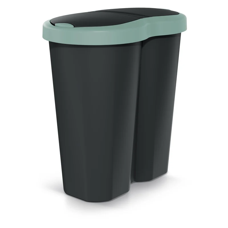 Compacta R Duo trash garbage can, green/black, 40L capacity, one compartment, two lids, NDRF40-5575C_S411