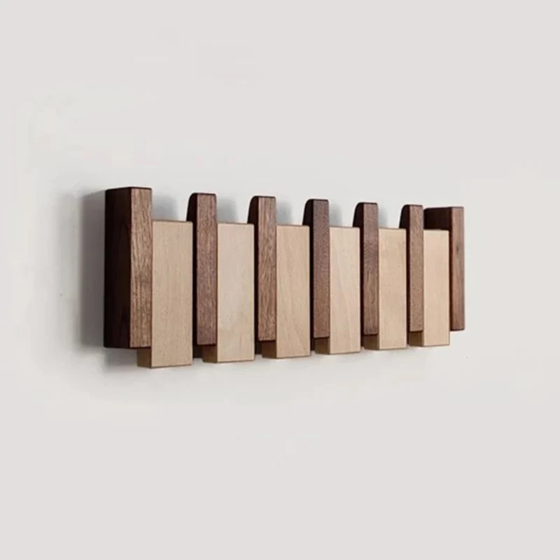 Coat Rack Wall Hooks Storage Wooden Folding Mounted