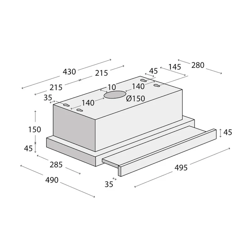 Efficient 50cm Concept OPV3150 pull-out hood (EU plug)