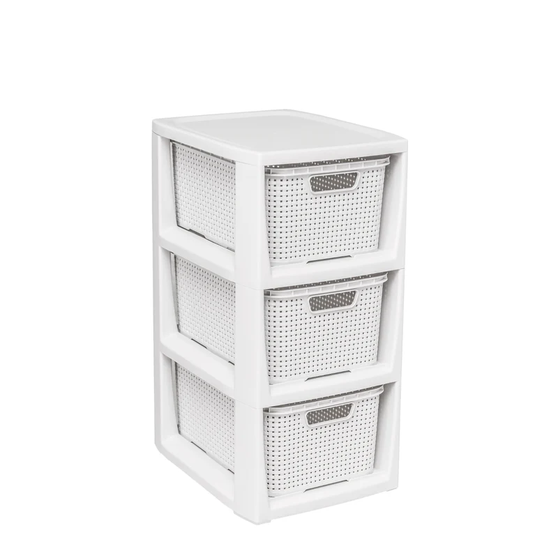 Bookcase with 3 baskets BranQ antique white modern design