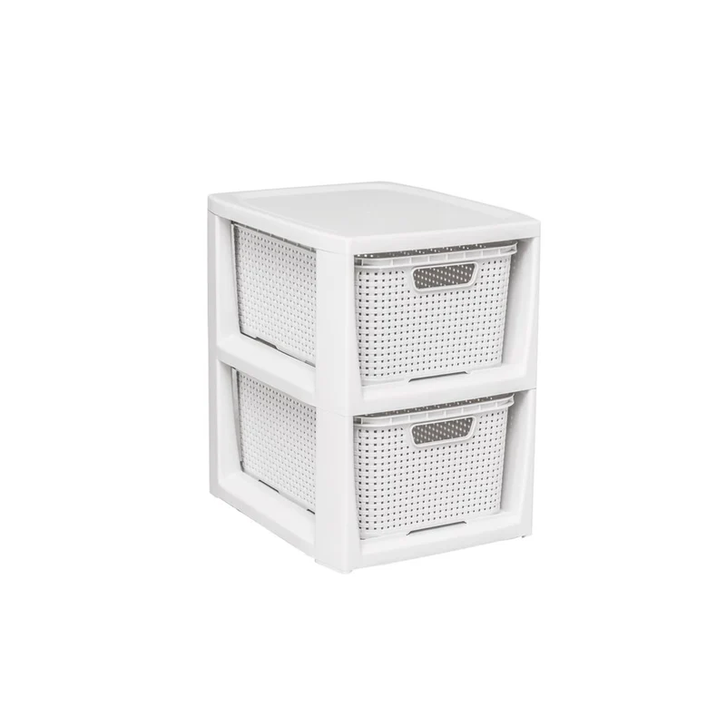 Bookcase with 2 BranQ baskets, antique white, high quality