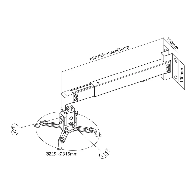 Maclean Wall-Mounted Projector Bracket/Hanger, White, up to 20 kg, MC-205 W