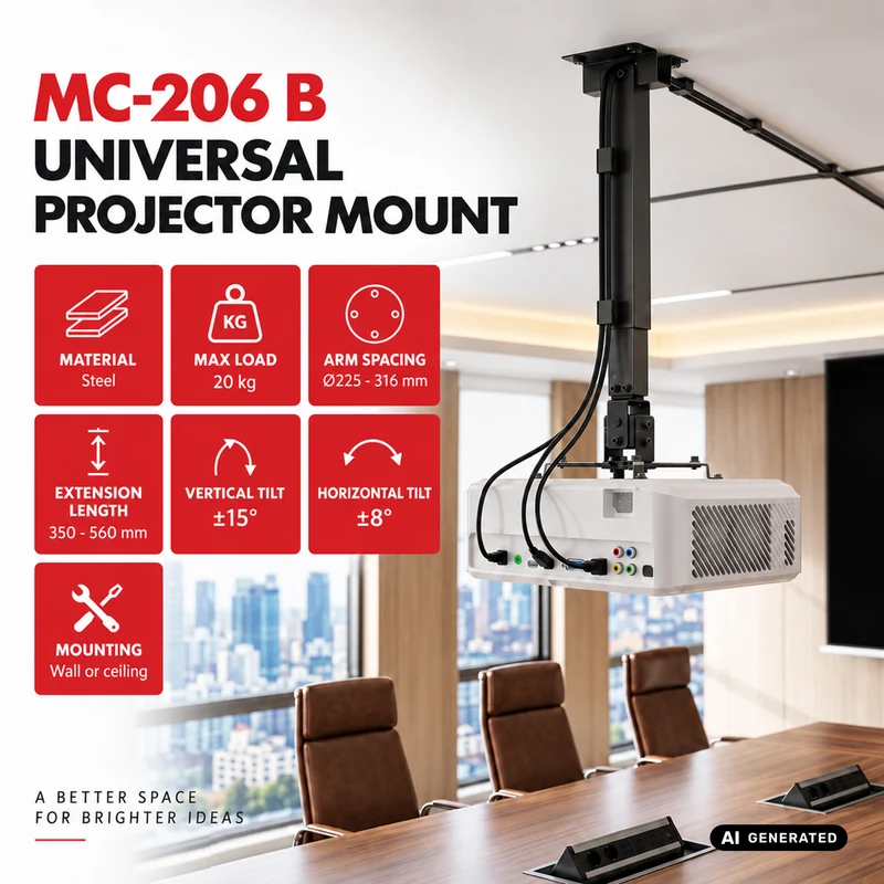 Maclean Universal Projector Mount/Hanger, Black, up to 20 kg, MC-206 B