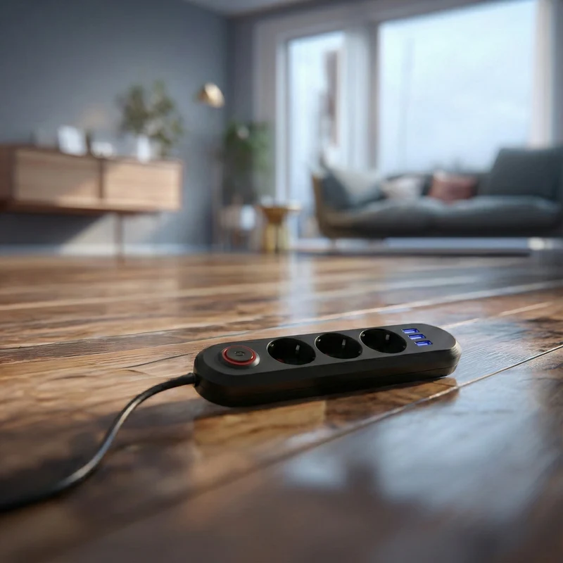 Maclean power strip, 3-socket extension cable + 3xUSB, 110-240V AC 50/60Hz, 2.1A max 2500W, 1.5m, black, MCE394 B