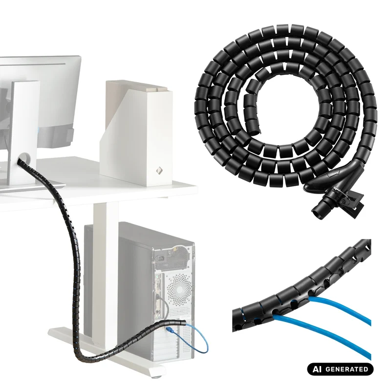 Maclean Cable Organizer/Hideaway, 20 mm x 1,000 mm, Black, MCTV-899 B