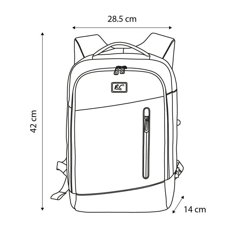 NanoRS Laptop Backpack, 15.6", Black, 42x28.5x14, Waterproof RS204 B