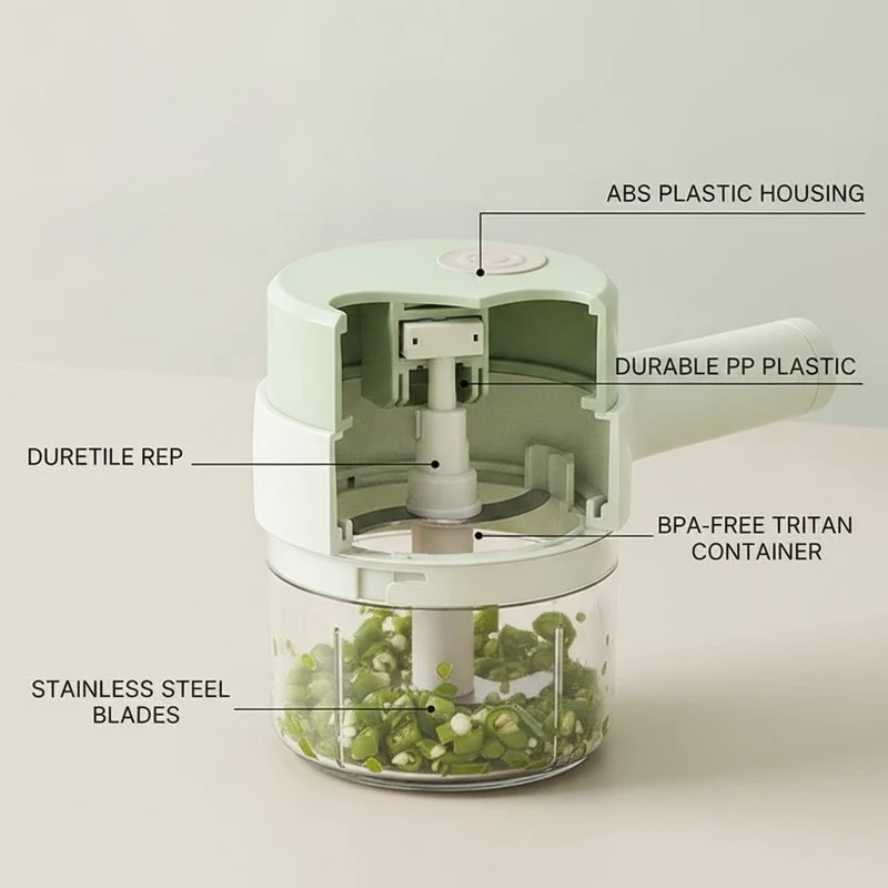 Cordless Vegetable Cutter, Wireless Electric Food Chopper with Bowl for Garlic, Onion, Chili and Herbs, USB Rechargeable