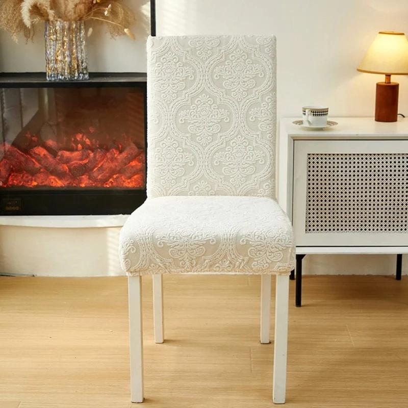 Velvet Haven | Elegant Jacquard Chair Seat Slipcover with Stretch Fit