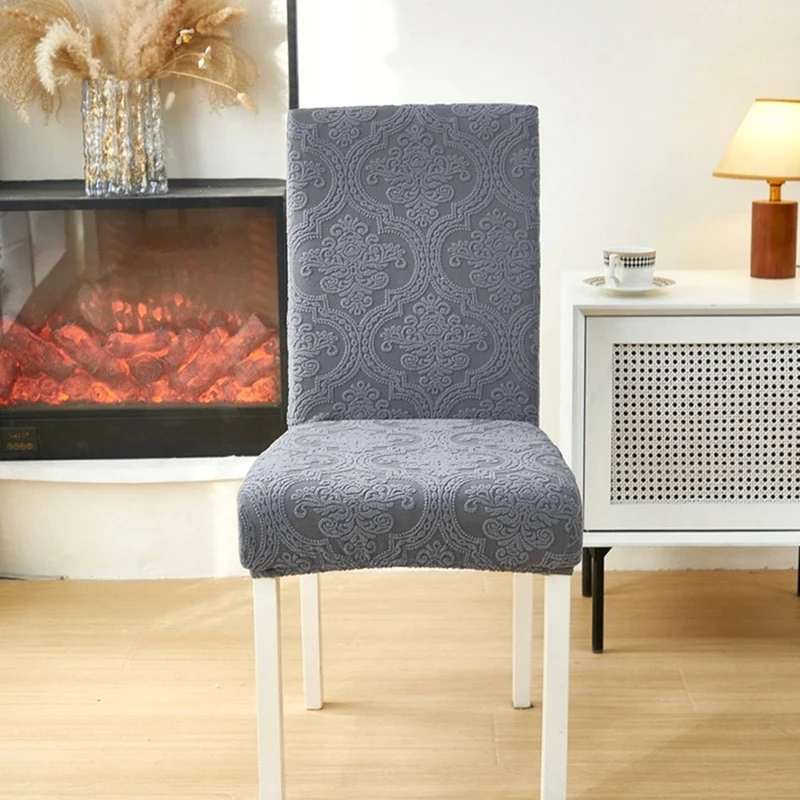 Velvet Haven | Elegant Jacquard Chair Seat Slipcover with Stretch Fit