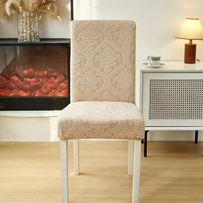 Velvet Haven | Elegant Jacquard Chair Seat Slipcover with Stretch Fit