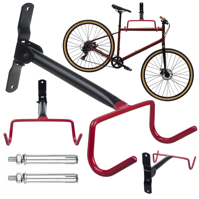 Maclean Horizontal Wall-Mounted Bike Rack, Steel, Max. Load 30 kg, MC-430, 4 pieces