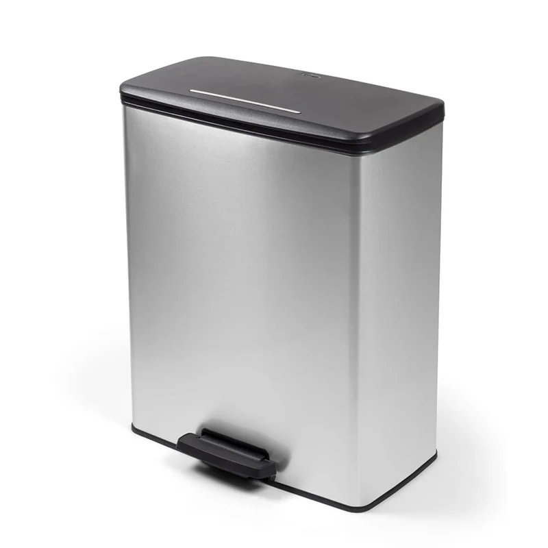 Curver Pedal Trash Can, 2x26L Bins, Metallic Finish, Silver, 251002