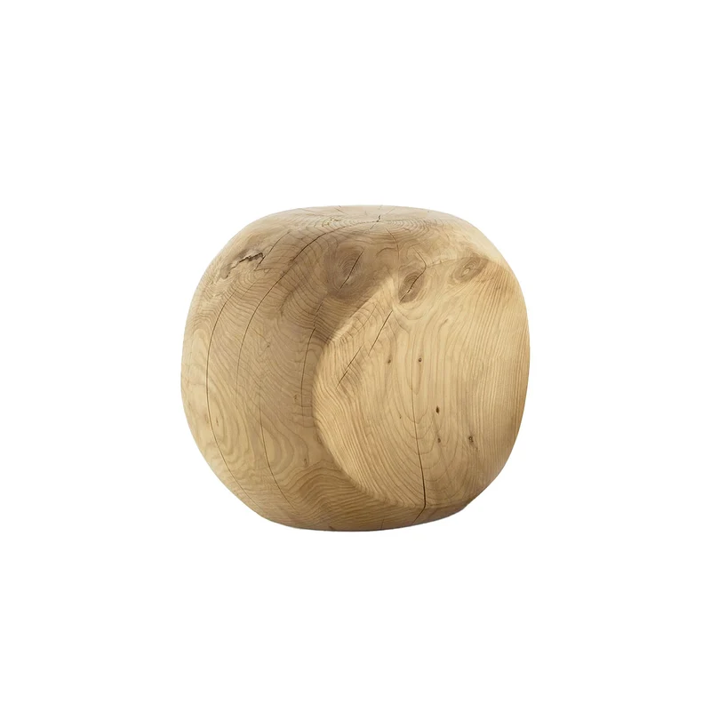Wood Pouf AMEDEA by Benno Vinatzer for Riva 1920