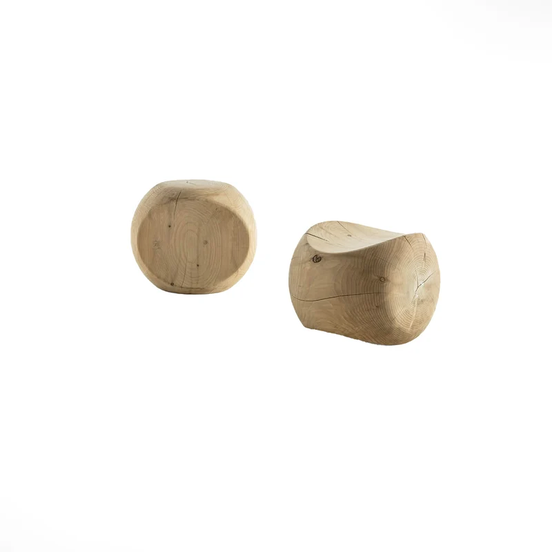 Wood Pouf AMEDEA by Benno Vinatzer for Riva 1920