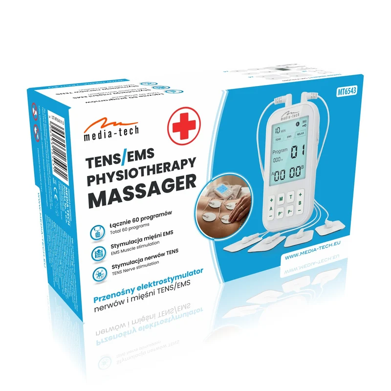 Massager and muscle electrostimulator, TENS/EMS, 3-in-1 stimulation, Mediatech, MT6543