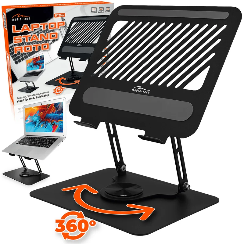 Adjustable, swivel, ergonomic laptop stand 10-17, Media-Tech MT2662