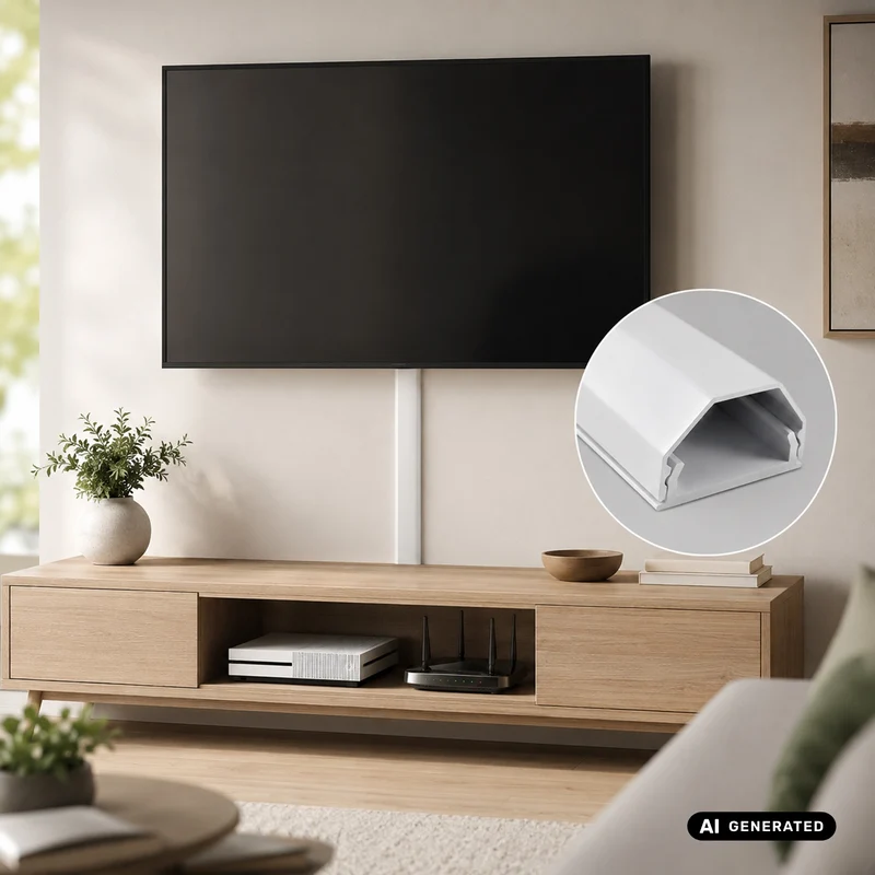 Maclean Aluminum Cable Cover Strip, 33x18x750 mm, White, MCTV-897 W