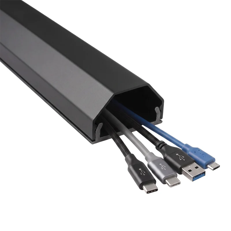Maclean Aluminum Cable Cover Strip, 33x18x750 mm, Black, MCTV-897 B