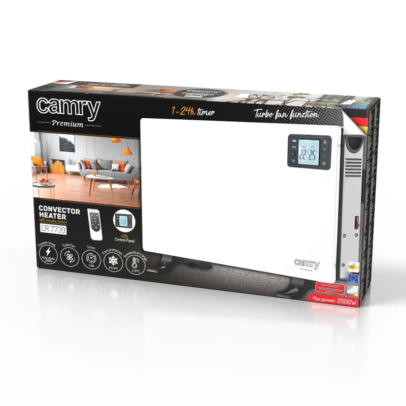 Camry convector heater, power 2000W, LCD panel, remote control, timer, thermostat, CR 7739