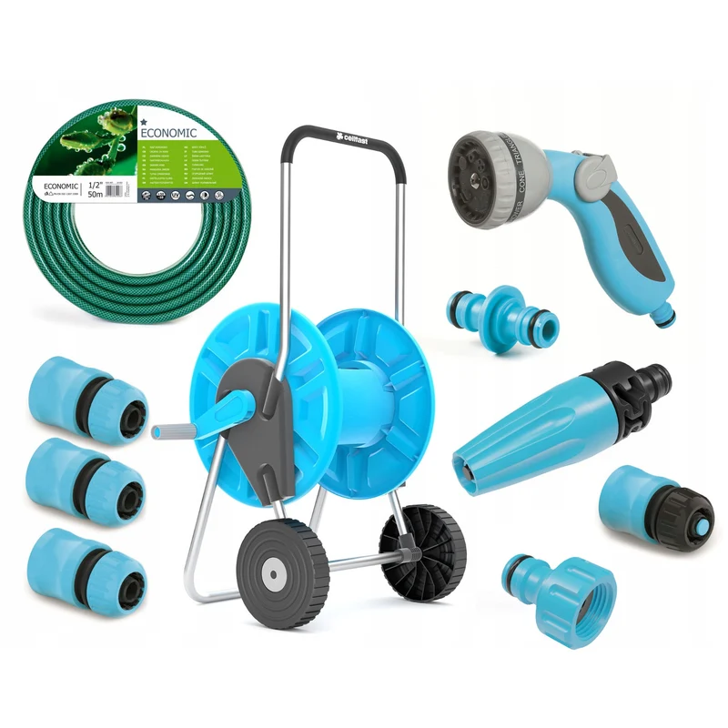 Cellfast garden set, Economic 1/2'' 50 m hose, Aluplus 1/2'' 60 m cart