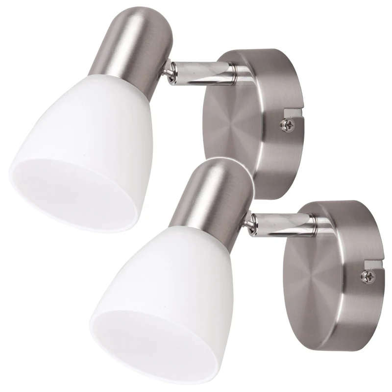Soma E14 Spot Lamp, max. 40W, Satin Chrome Opal 6301, 2 pieces