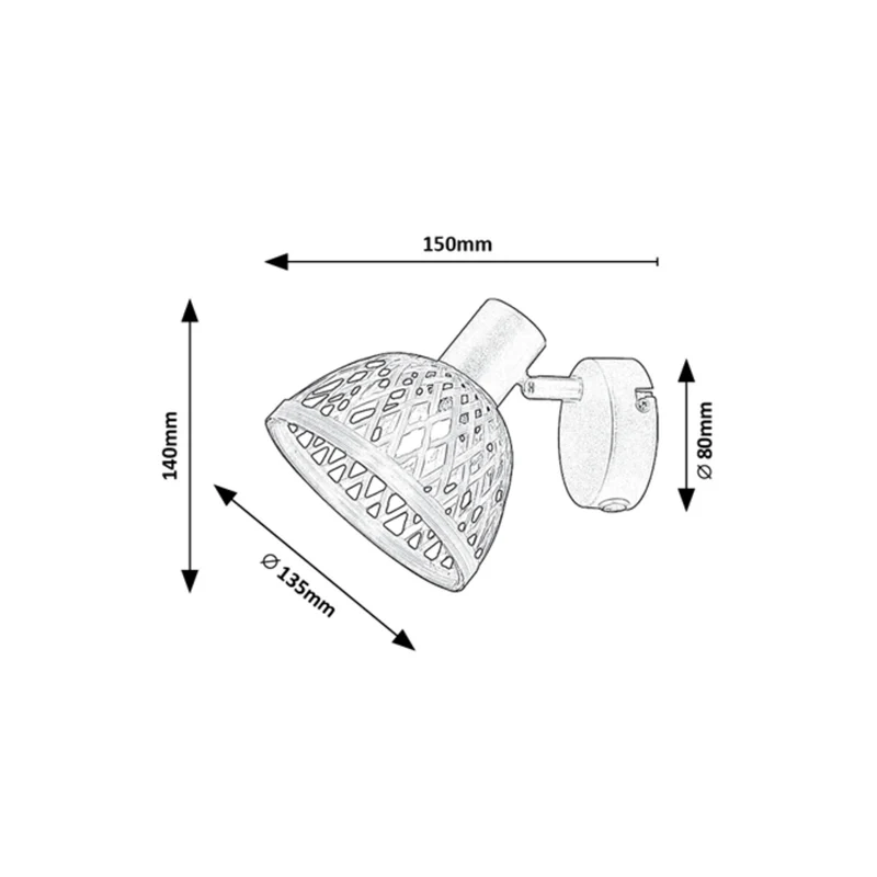 Rabalux Rattan Wall Sconce, E14 socket, max 15W, 3133