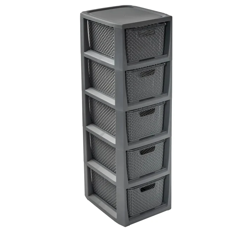Bookcase dresser cabinet with 5 baskets BranQ in anthracite color
