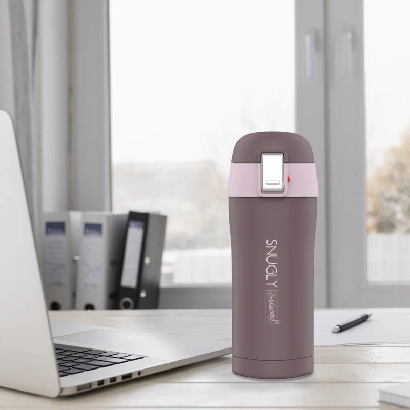 Snugly thermo mug coffee mug thermos flask insulated stainless steel bottle for hot or cold drinks 400ml