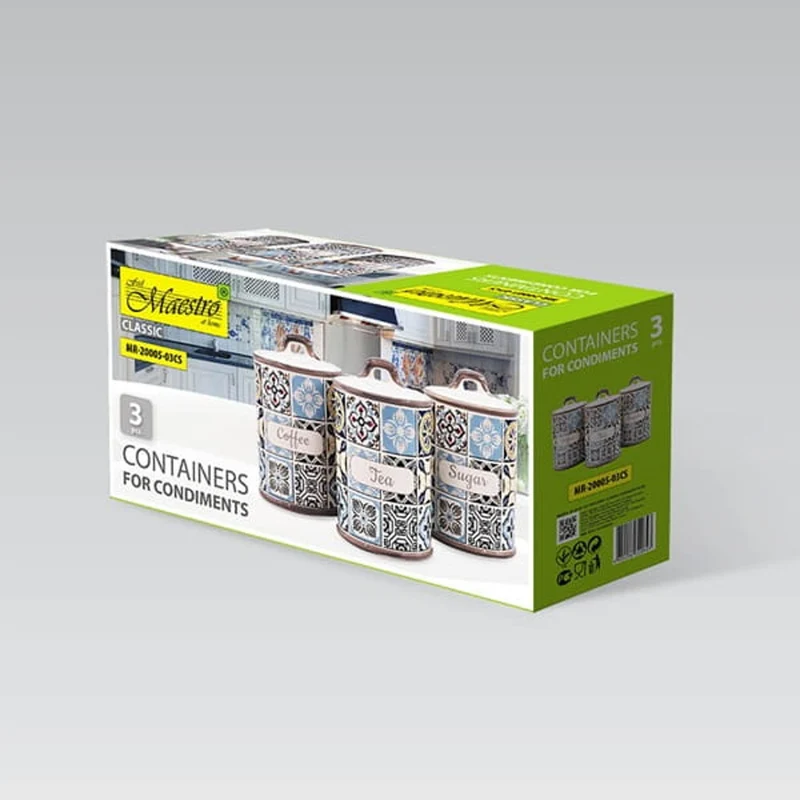 Holiday in Porto Maestro ceramic container set, 3 pieces, 800ml capacity, silicone seal, MR-20005-03CS