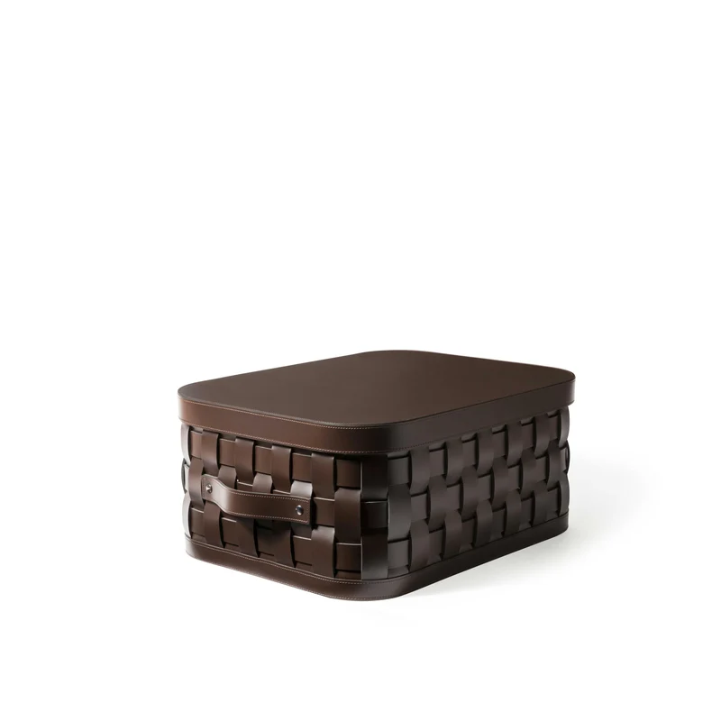 Leather Basket with Lid DEMETRA by Pinetti
