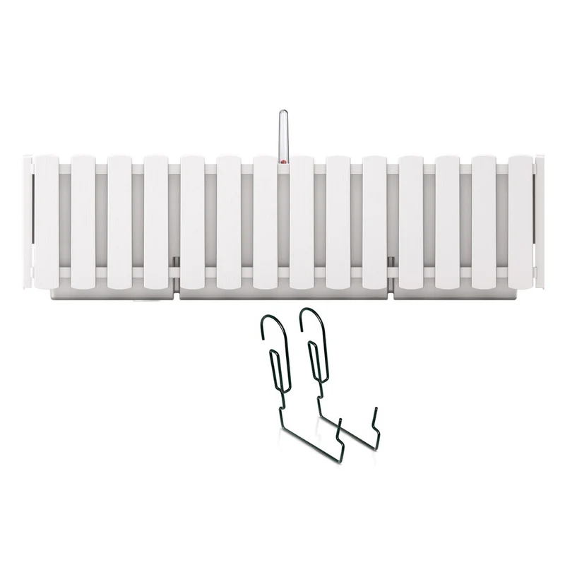 Balcony box with hooks Boardee Fencycase DDEF600W white