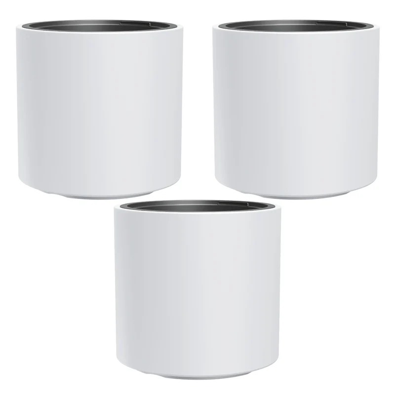 HEOS frost-proof flower pot, white, with insert, capacity 31L, matte, DBHER470, 3 pieces