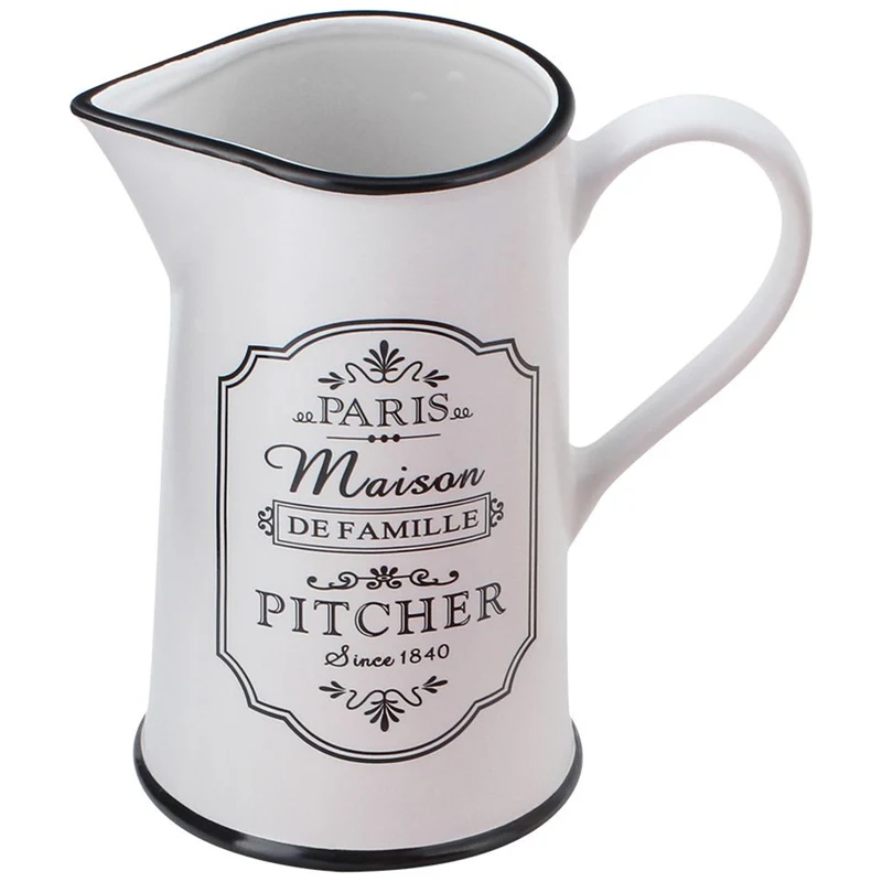 Maestro Paris Maison ceramic water jug with handle milk tea jug 1 litre white/black