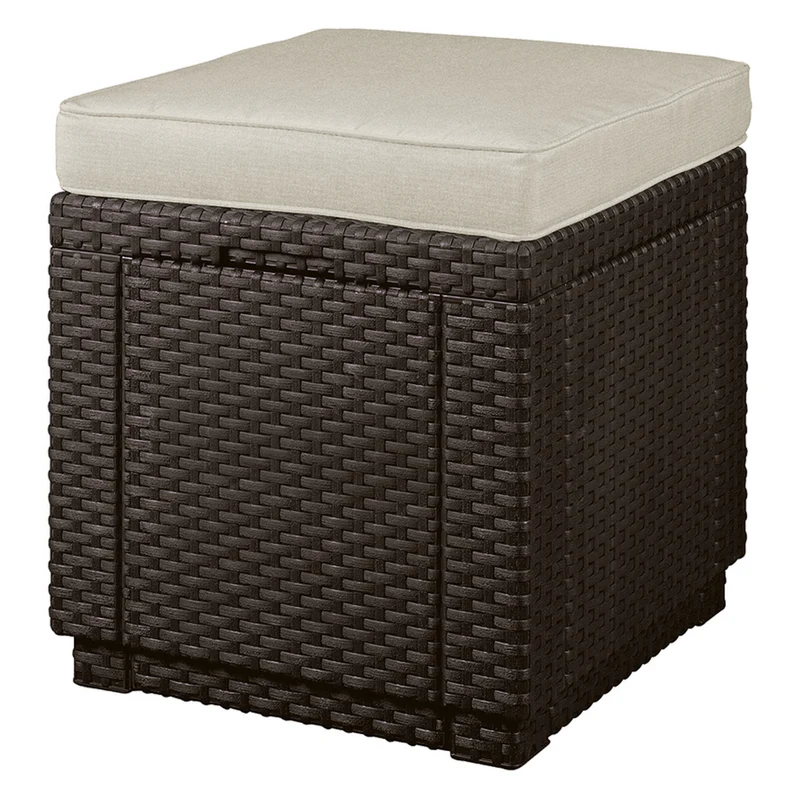 Keter Garden Seat, with Cushion, Storage Function, Brown, Cube with Cushion